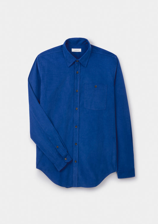 Cobalt Blue Needlecord Collared Shirt, Collar Shirt - SIRPLUS