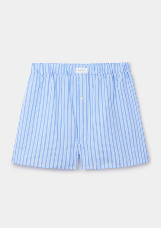 Blue Candy Stripe Cotton Boxer Shorts