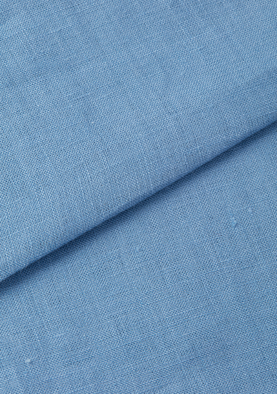Cornflower Blue Linen Collared Shirt, Collar Shirt - SIRPLUS