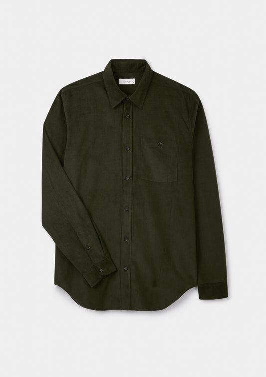Olive Needlecord Collared Shirt, Collar Shirt - SIRPLUS