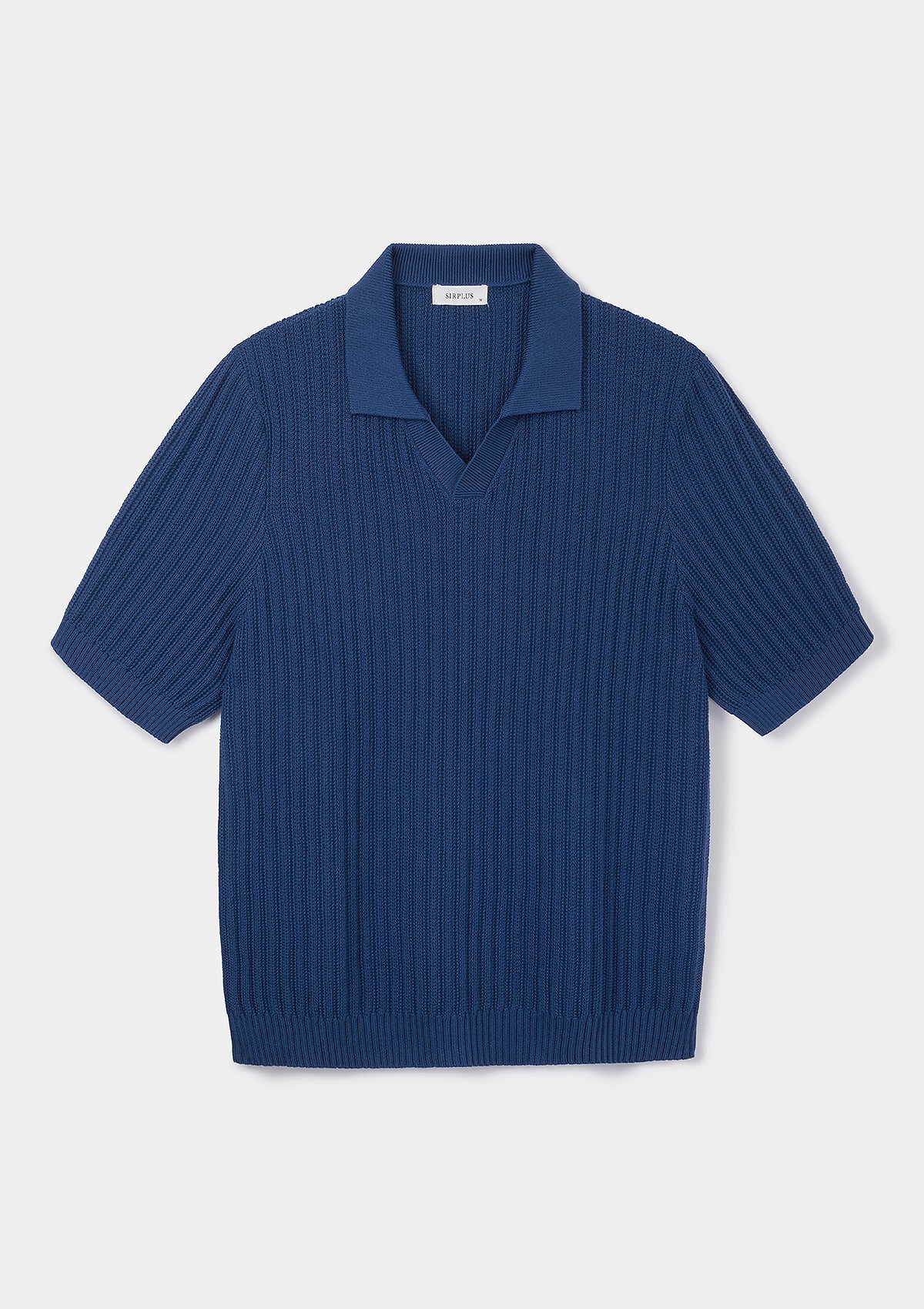 Cobalt Blue Textured Rib Resort Polo, Polo Shirt - SIRPLUS
