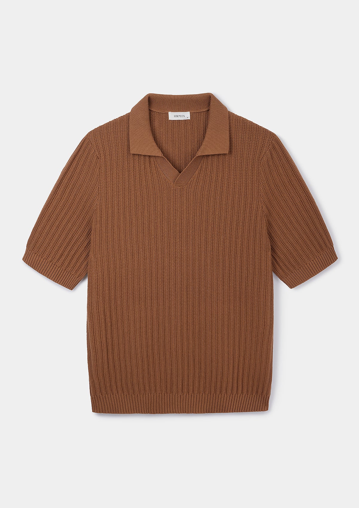 Caramel Textured Rib Resort Polo, Polo Shirt - SIRPLUS