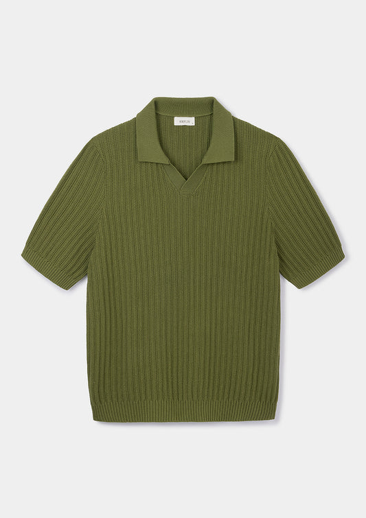 Cossack Green Textured Rib Resort Polo, Polo Shirt - SIRPLUS