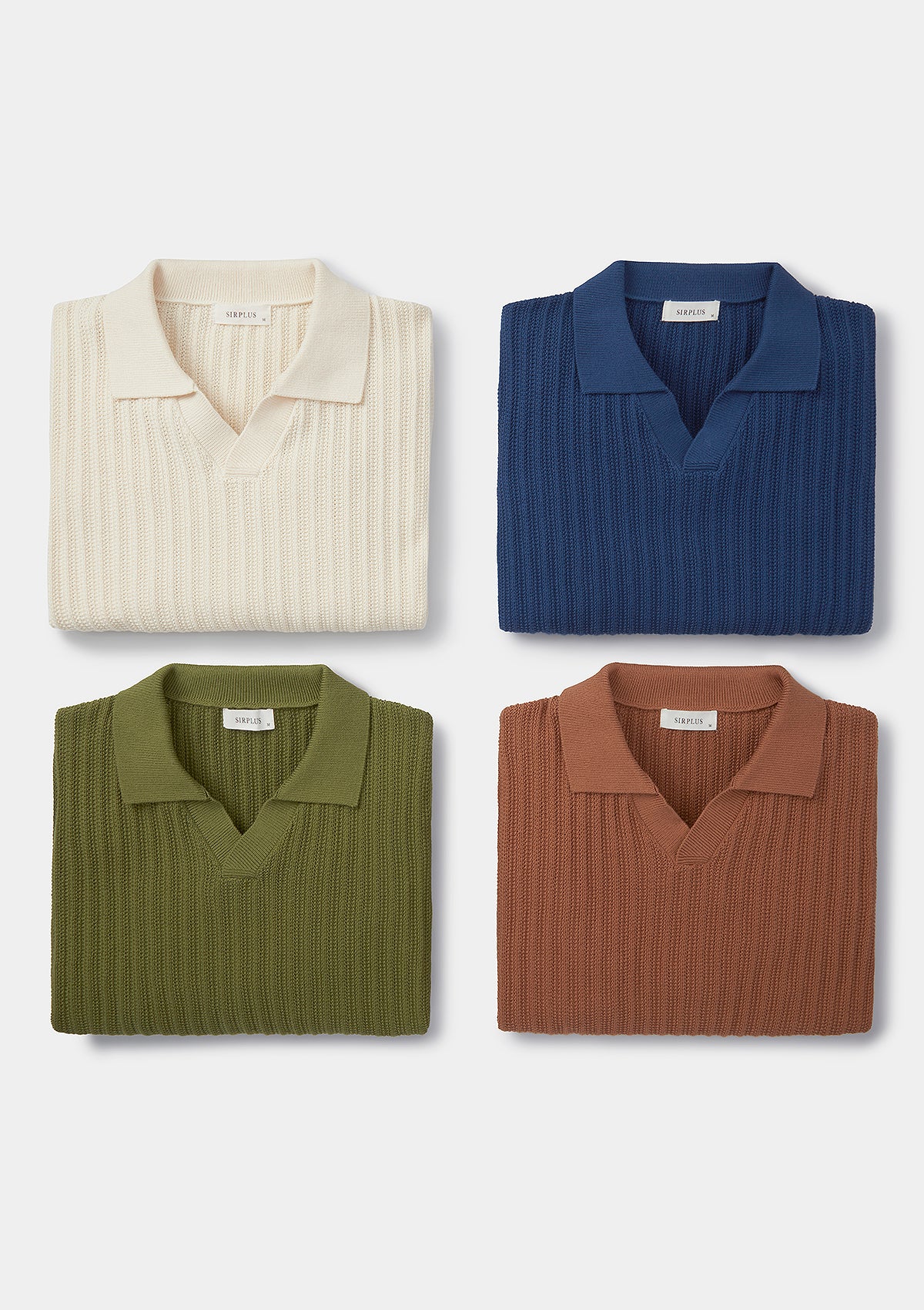 Cream Textured Rib Resort Polo, Polo Shirt - SIRPLUS