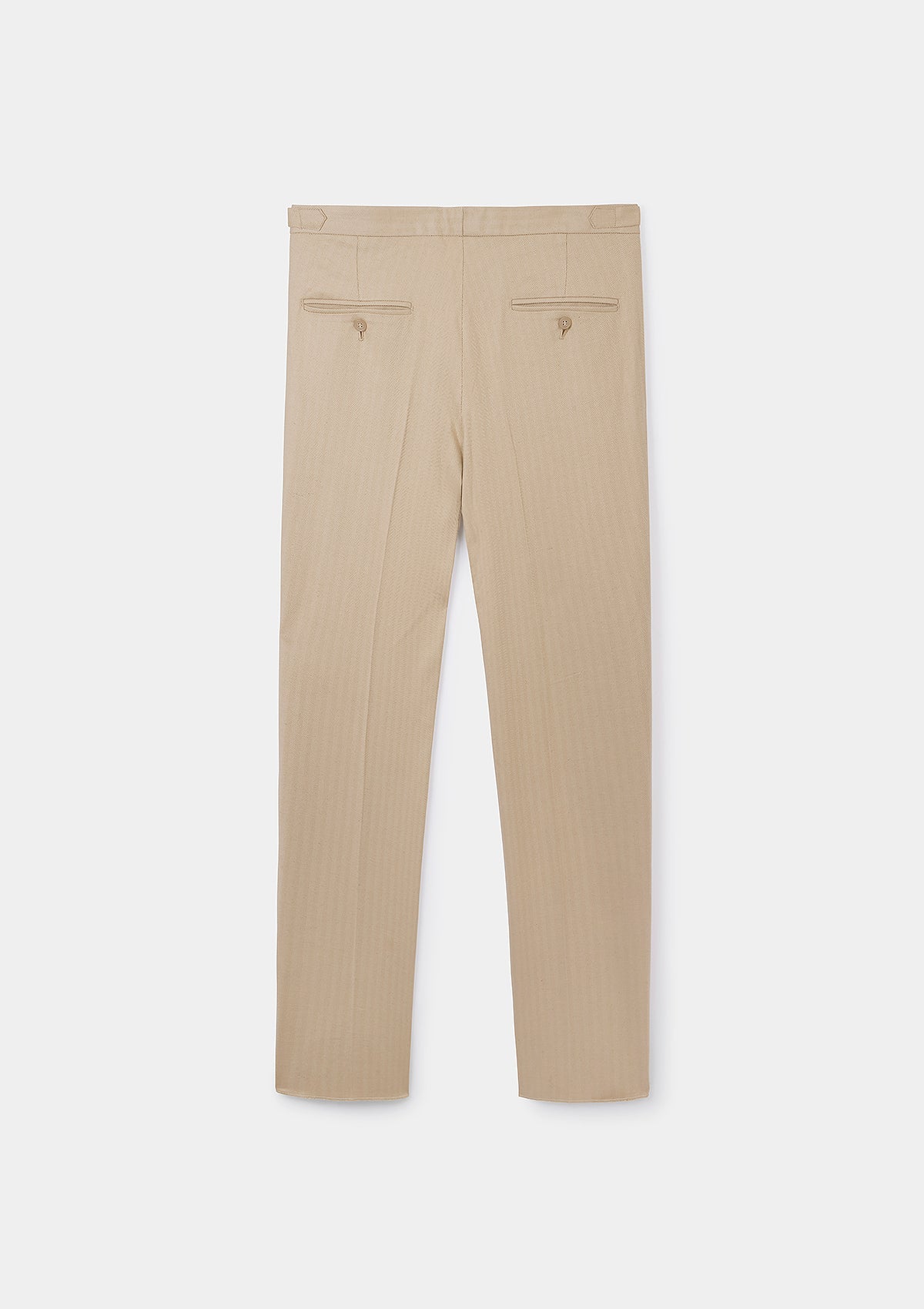 Sand Herringbone  Cotton Linen Formal Trousers, Formal Trousers - SIRPLUS