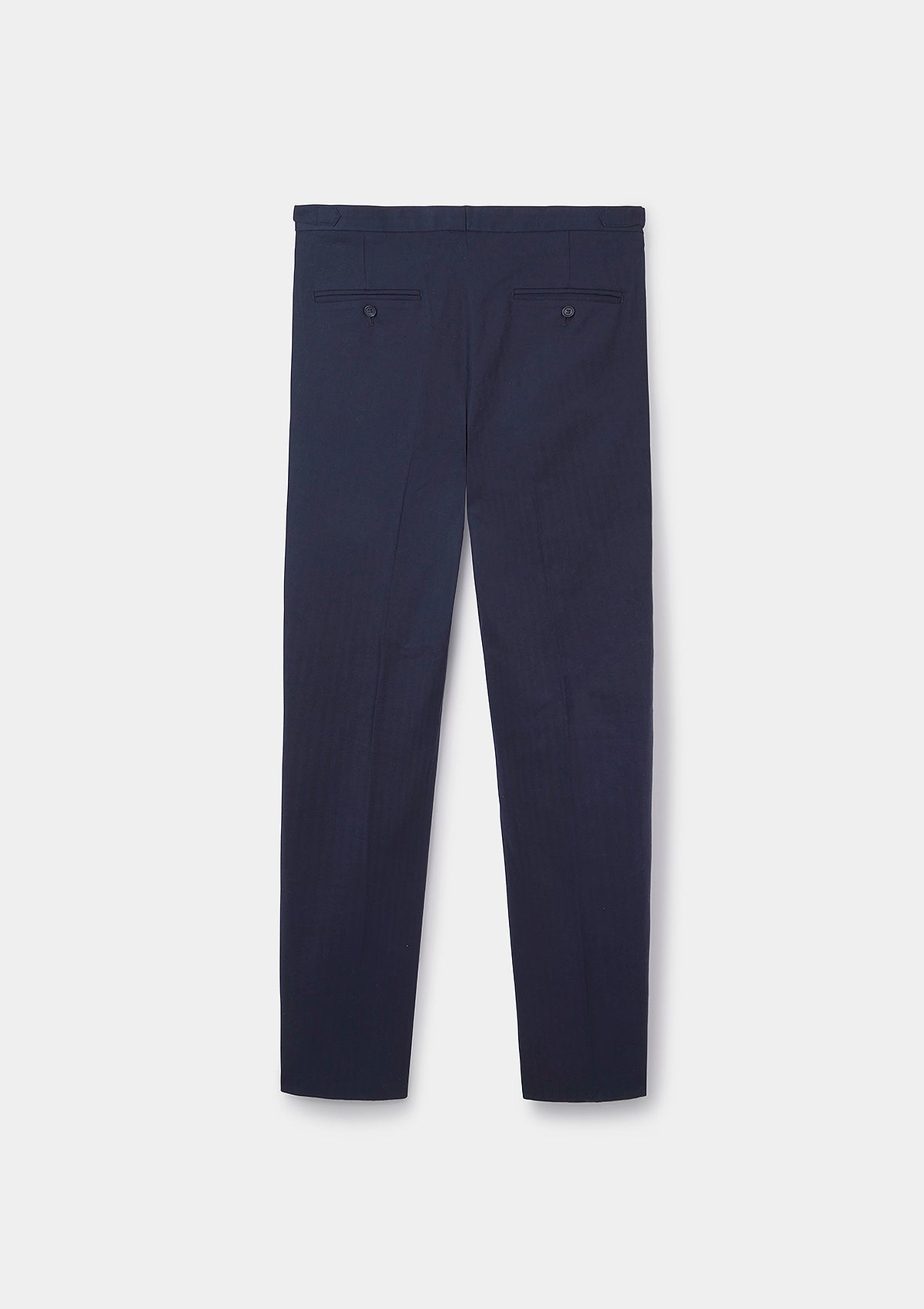 Navy Herringbone Cotton Linen Formal Trousers, Formal Trousers - SIRPLUS