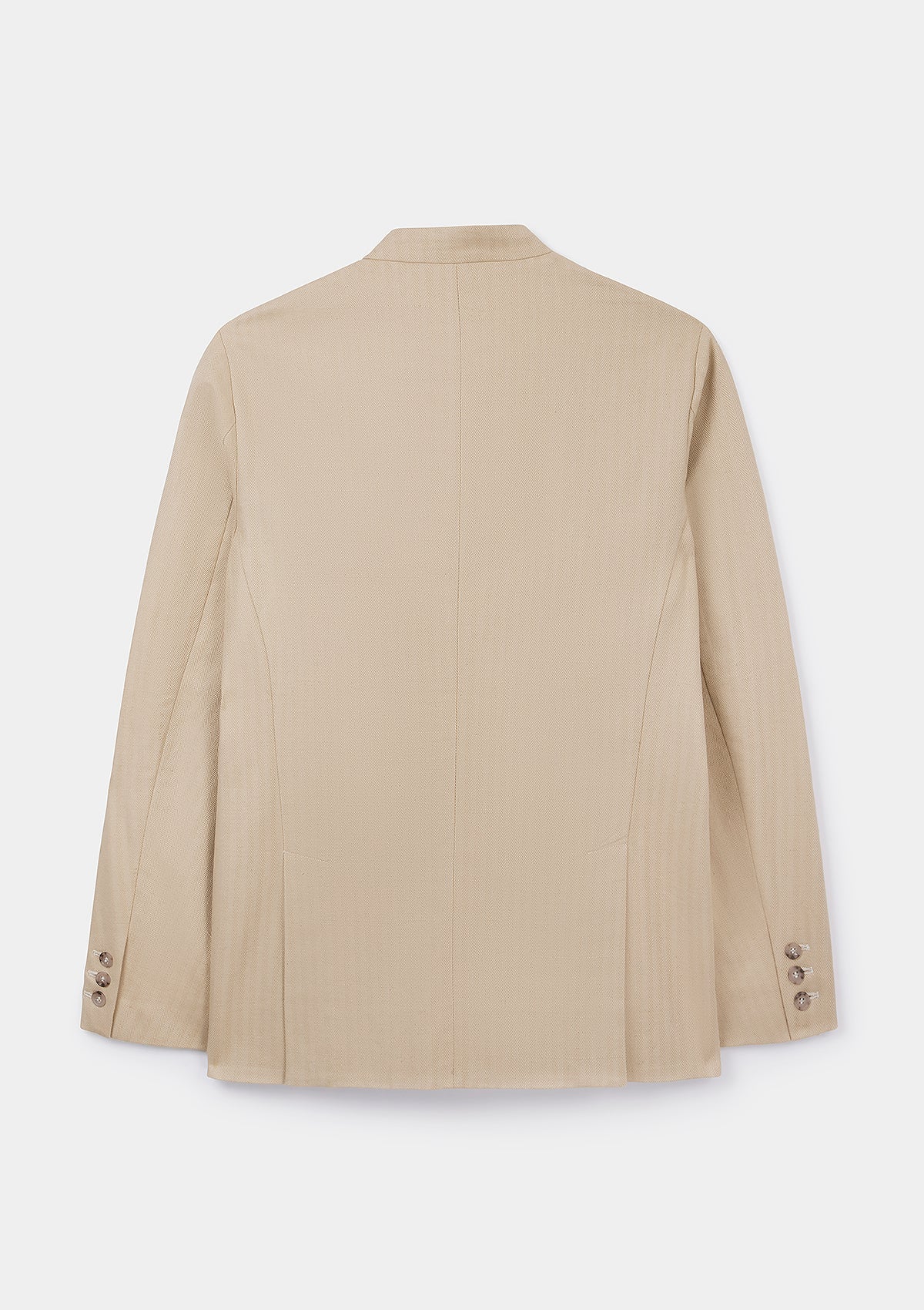 Sand Herringbone Cotton Linen Nehru Jacket, Nehru Jacket - SIRPLUS