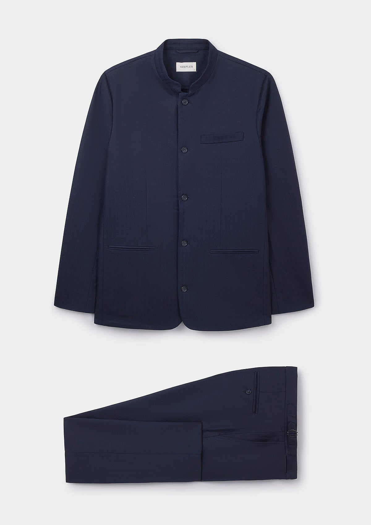 Navy Herringbone Cotton Linen Nehru Jacket, Nehru Jacket - SIRPLUS
