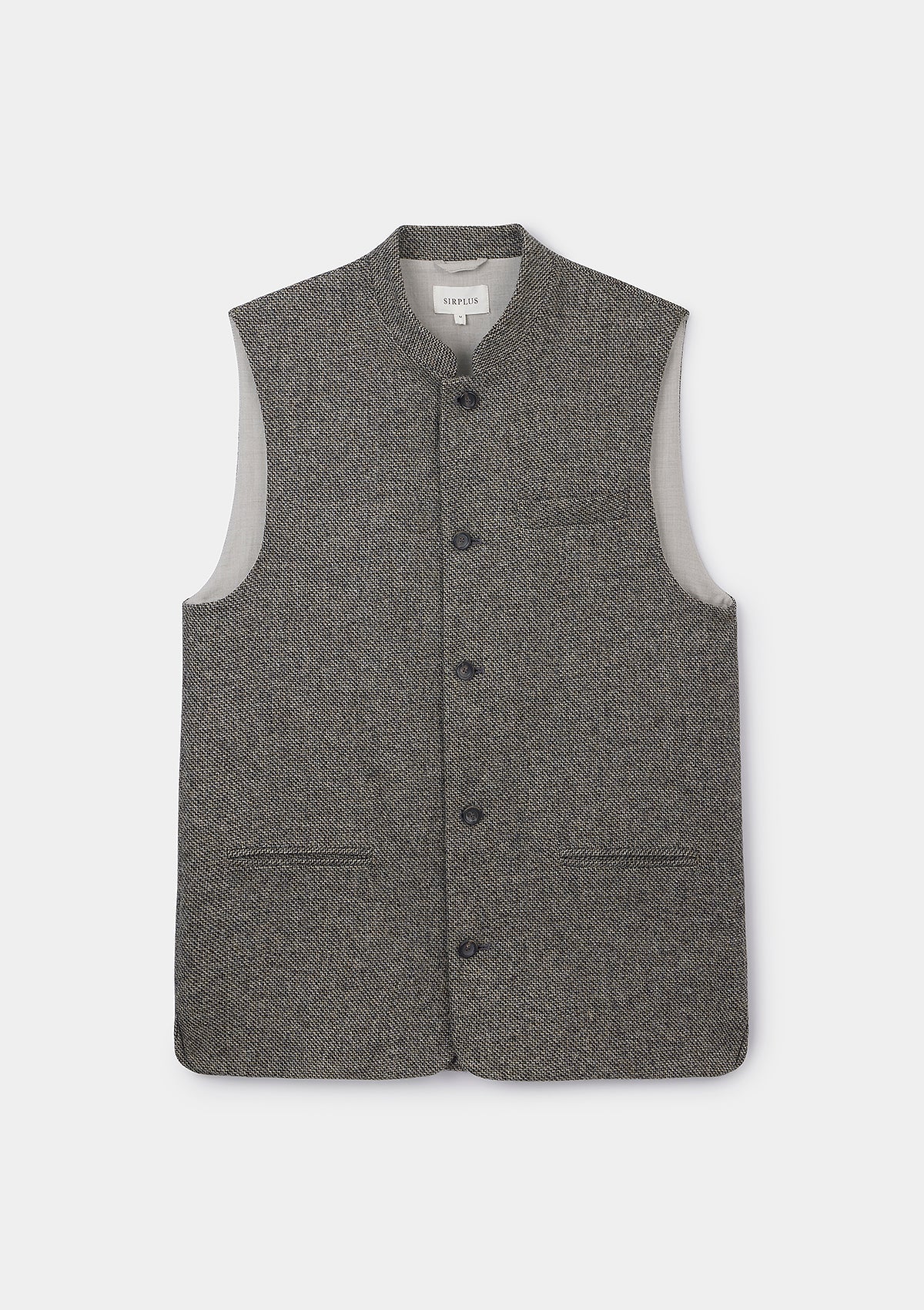 Black & Beige Tweed Nehru Waistcoat, Nehru Waistcoat - SIRPLUS