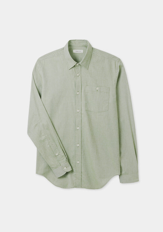 Pistachio Green Cotton Cashmere Shirt, Collar Shirt - SIRPLUS