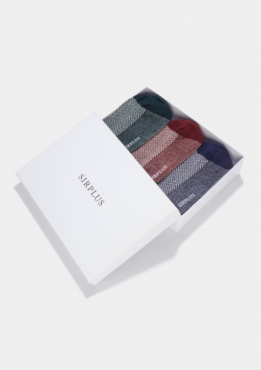 Festive Herringbone Cotton Socks Gift Box, Gift Box - SIRPLUS