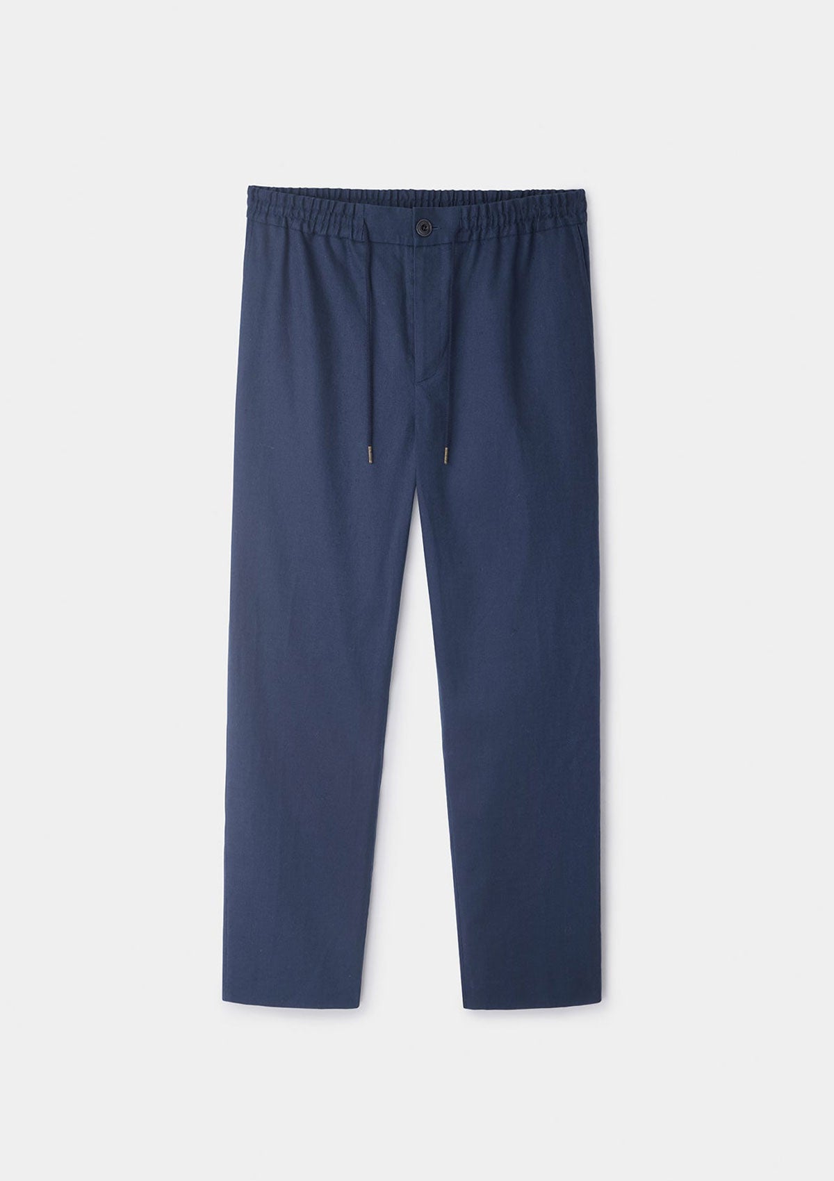 Navy Cotton Linen Drawstring Trouser, Casual Trousers - SIRPLUS