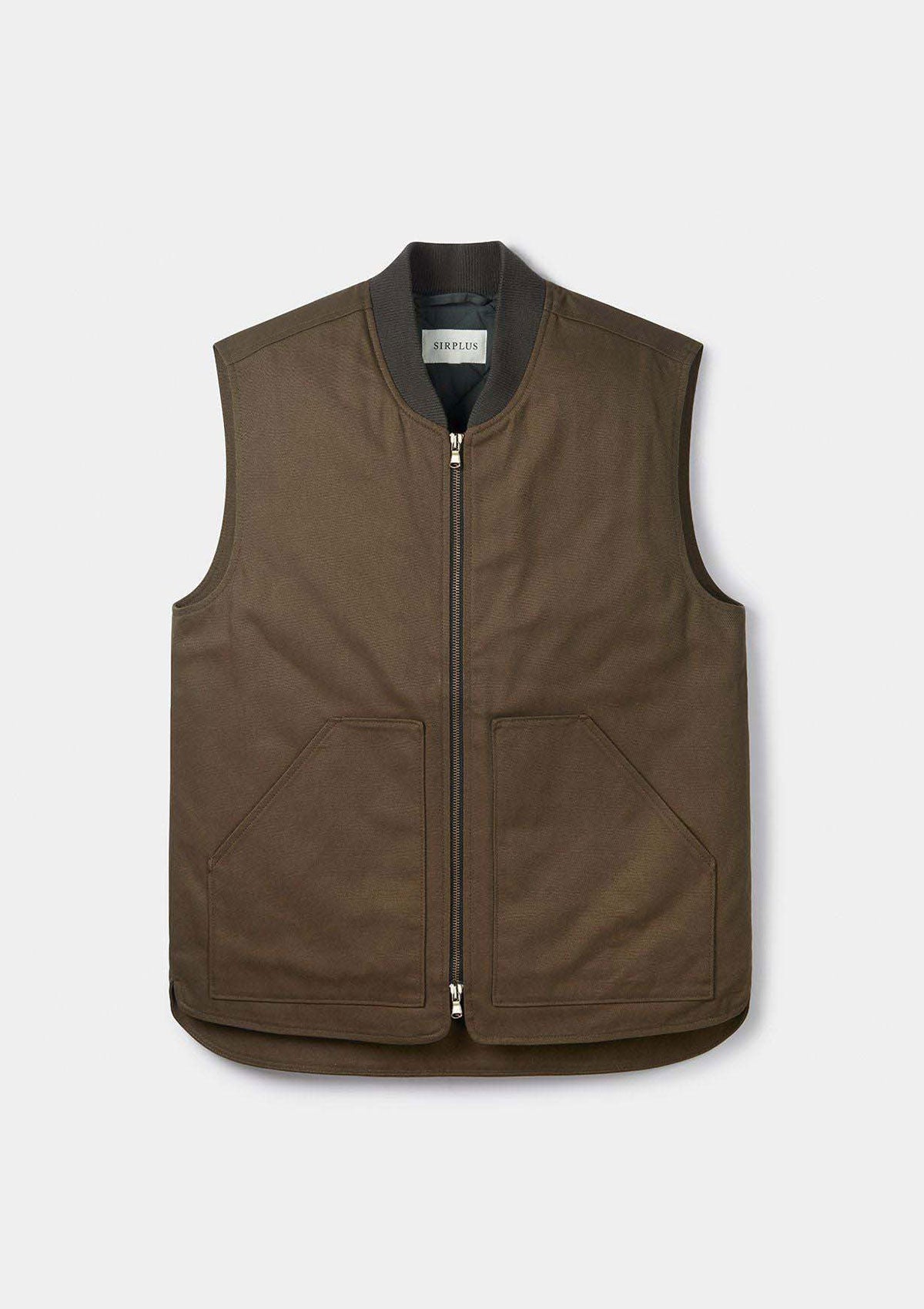 Olive Cotton Twill Gilet, Gilets - SIRPLUS