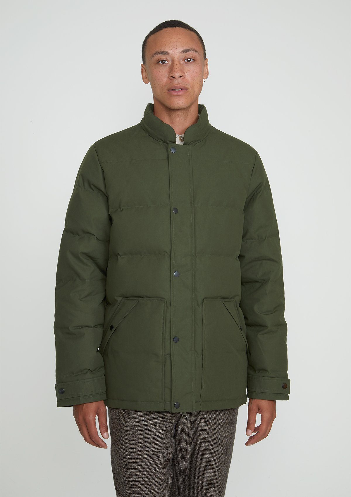 Olive Ventile Organic Cotton Down Jacket, Jackets - SIRPLUS