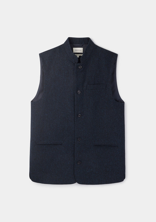 Midnight Herringbone Nehru Waistcoat, Nehru Waistcoats - SIRPLUS