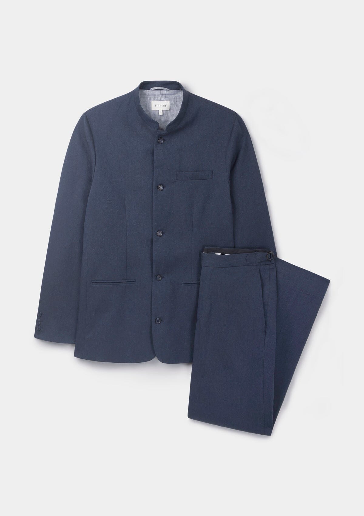 Navy Cotton Linen Formal Trousers, Formal Trousers - SIRPLUS